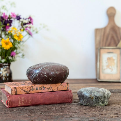 Pair of Vintage Serpentine Stone Paperweights
