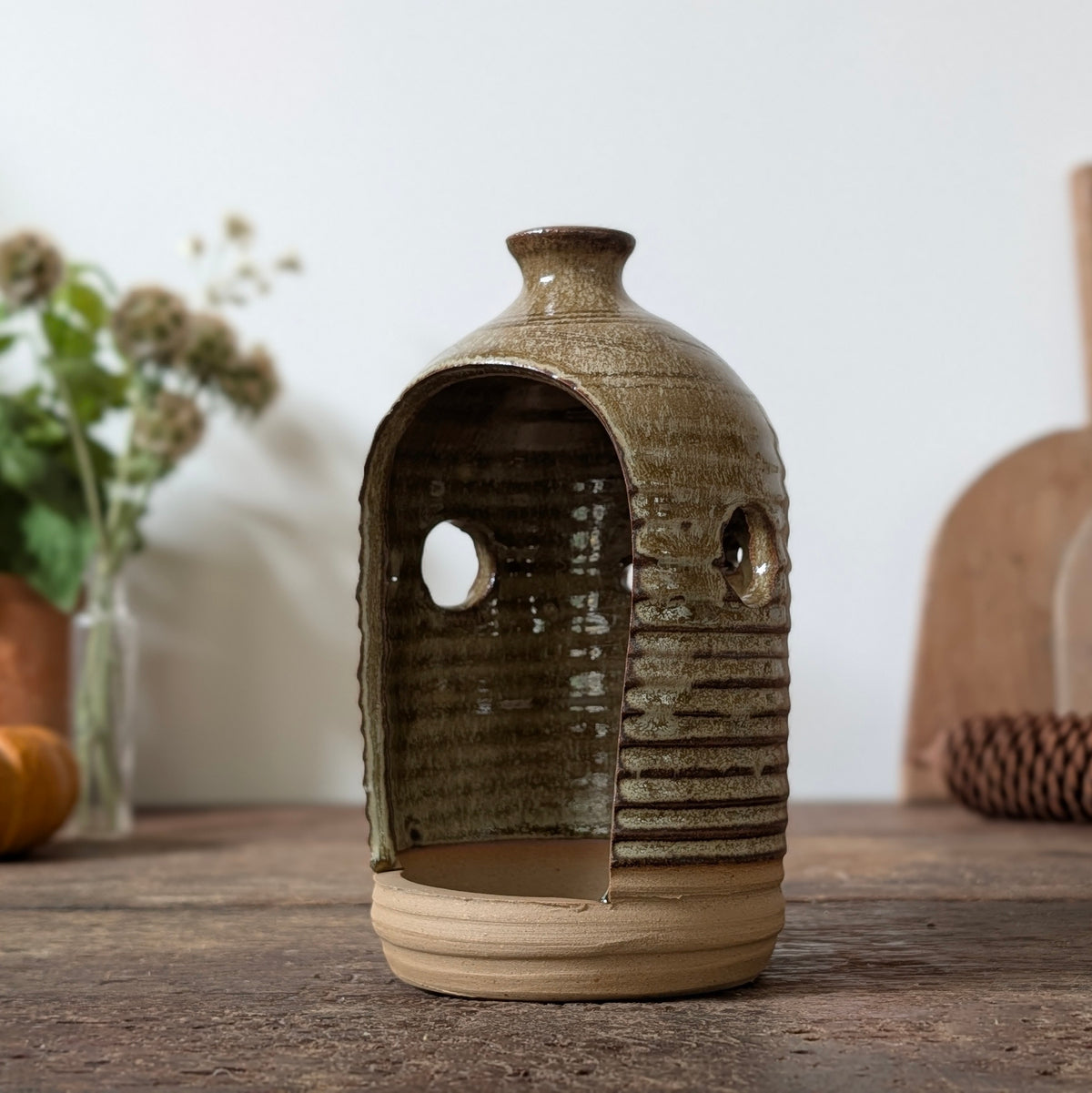 Studio Pottery Lantern Candle Holder