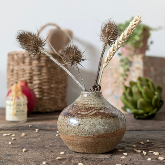 Small Brown Studio Pottery Vase