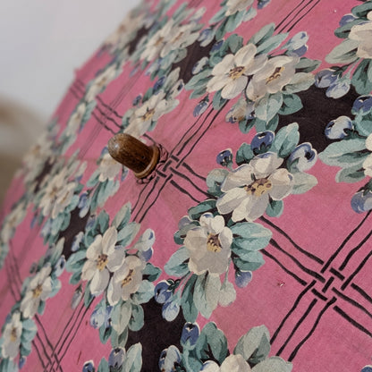 Early 20th Century Floral Parasol with Painted Wooden Handle