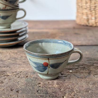 Japanese Studio Pottery Tea Cups and Saucers