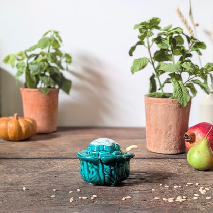 Small French Cauliflower Shaped Mustard Pot
