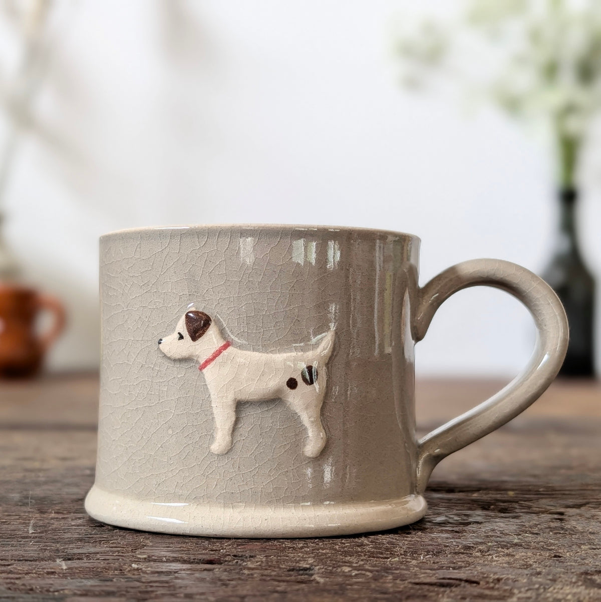 Hogben Pottery Jack Russell Mug - Grey