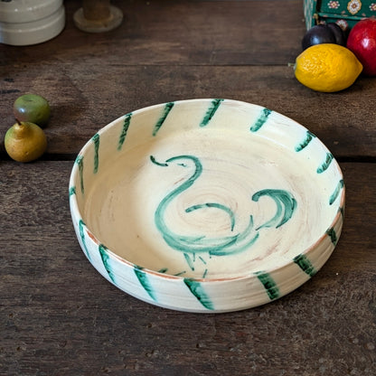 Studio Pottery Hand-Painted Bird Motif Fruit Bowl