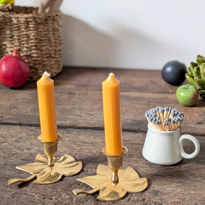 Indian Brass Leaf Candleholders