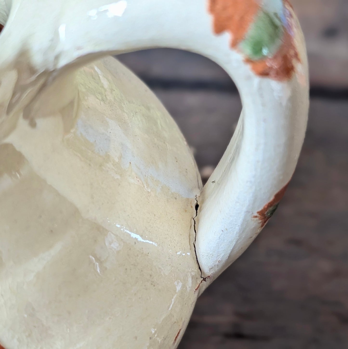 French Cream and Terracotta Glazed Water Jug