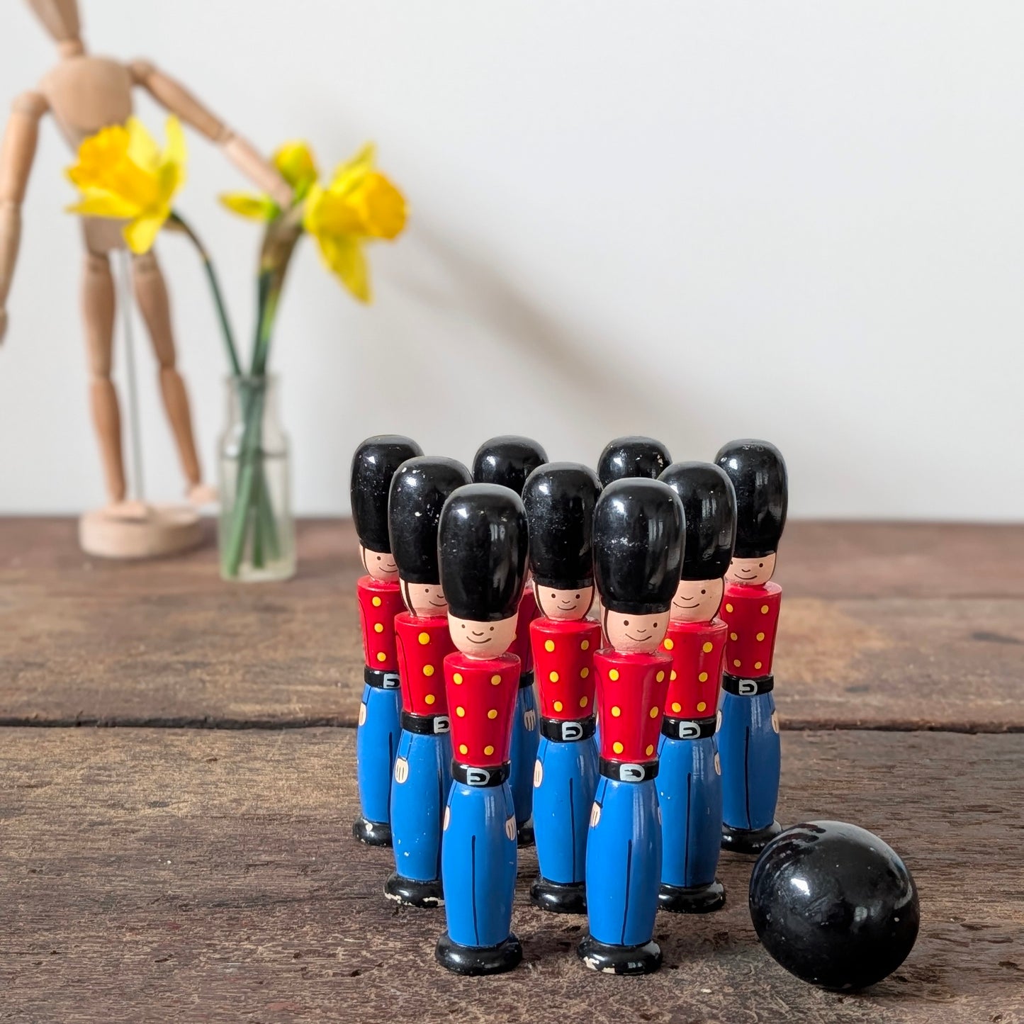 Vintage Wooden Soldier Skittles Set (Small)
