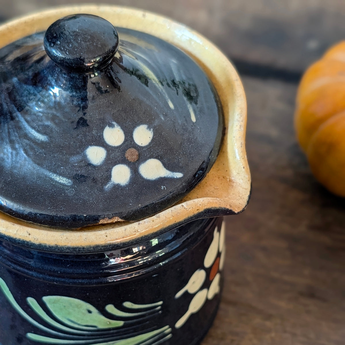 Alsatian Deep Blue Glazed Earthenware Lidded Jug