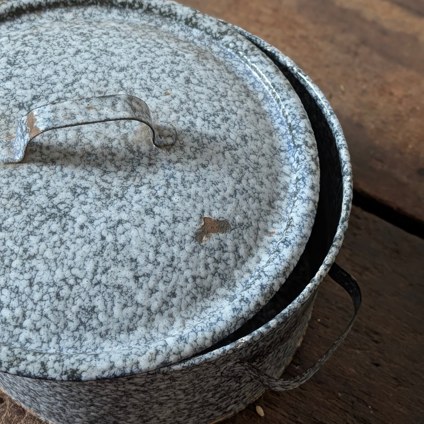 Speckled Enamel Lidded Casserole Pot