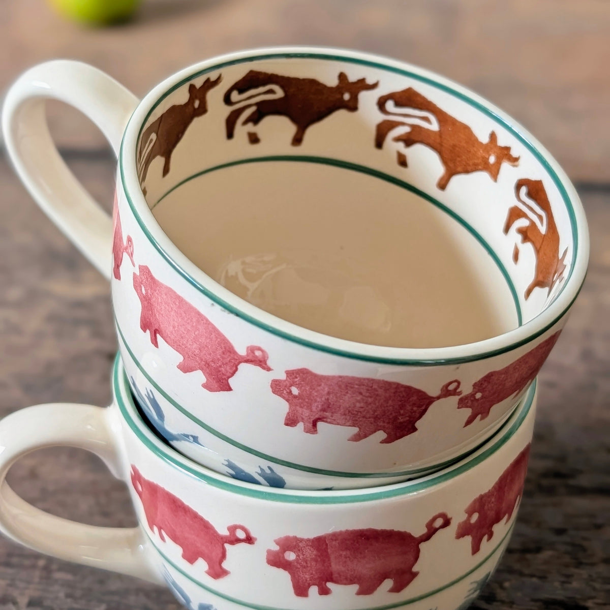 Vintage Emma Bridgewater Farmyard 2 Pint Teapot and Two Teacups (1999)