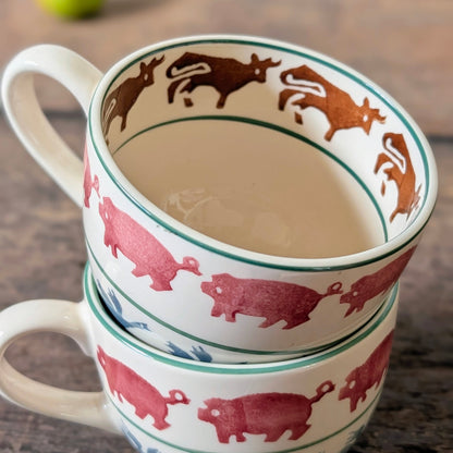 Vintage Emma Bridgewater Farmyard 2 Pint Teapot and Two Teacups (1999)