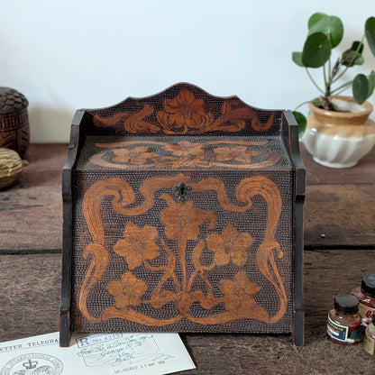 Victorian Wooden Carved Letter Writing Box