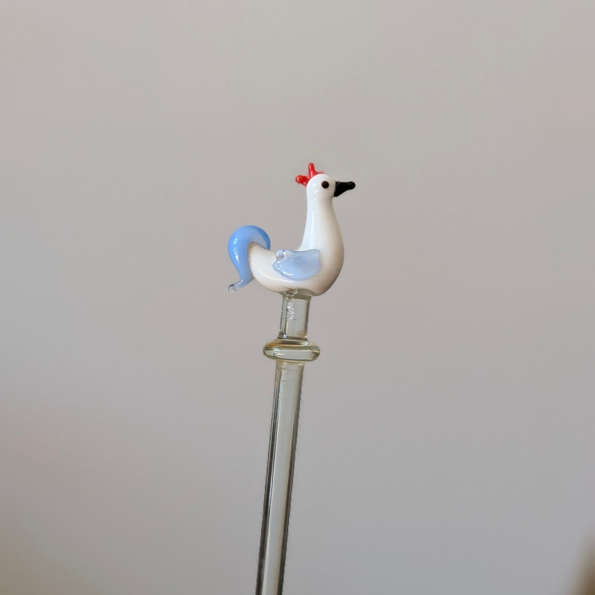 Set of Hand-Blown Glass Animal Cocktail Swizzle Sticks, Murano Style