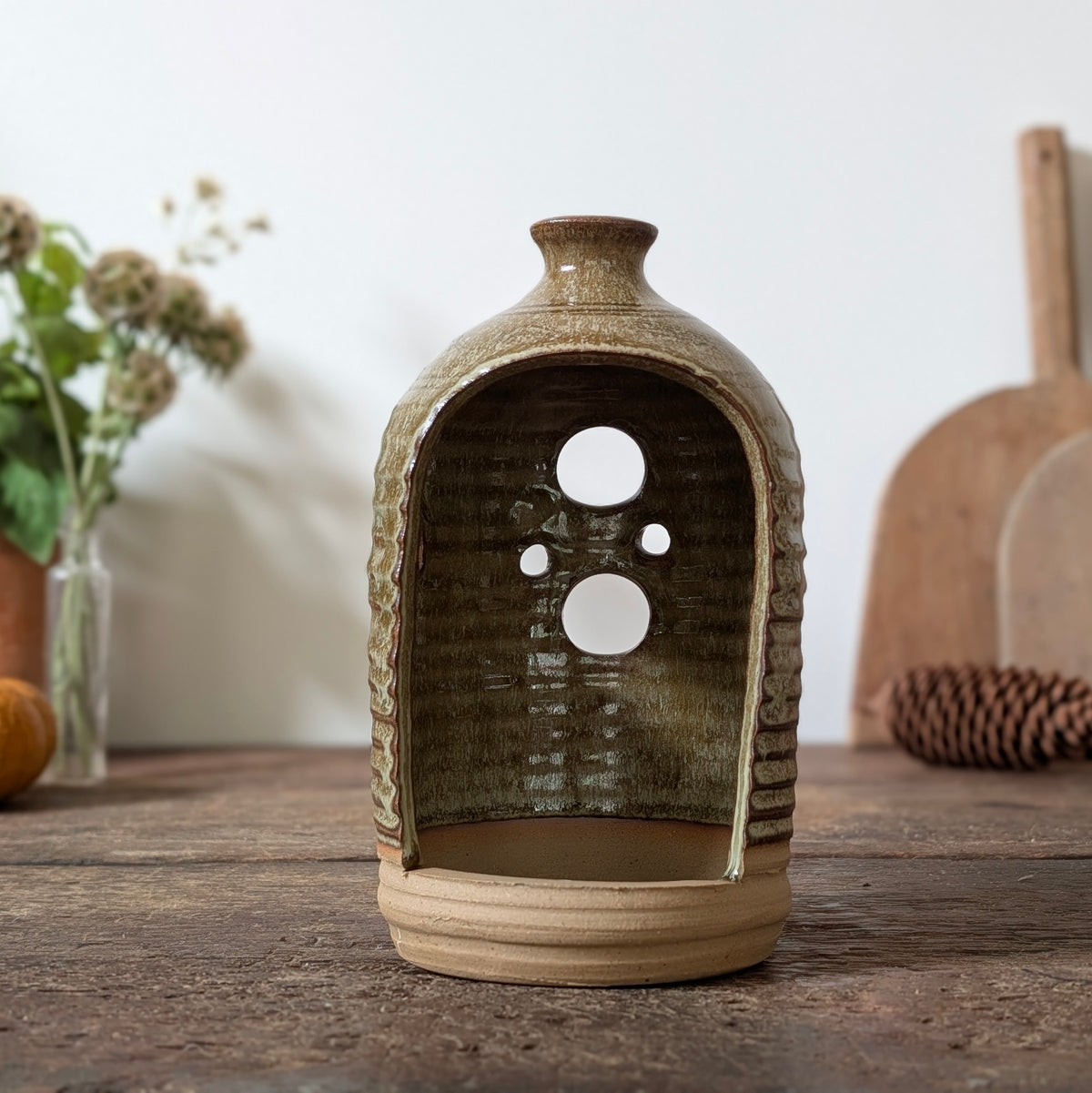 Studio Pottery Lantern Candle Holder