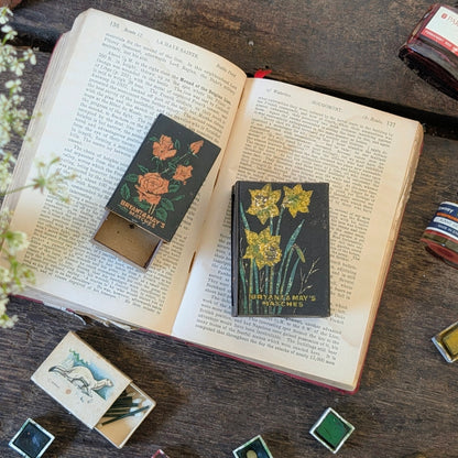 Pair of Vintage Bryant & May Floral Matchbox Holders