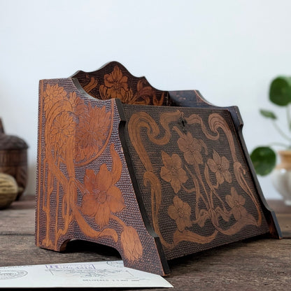 Victorian Wooden Carved Letter Writing Box