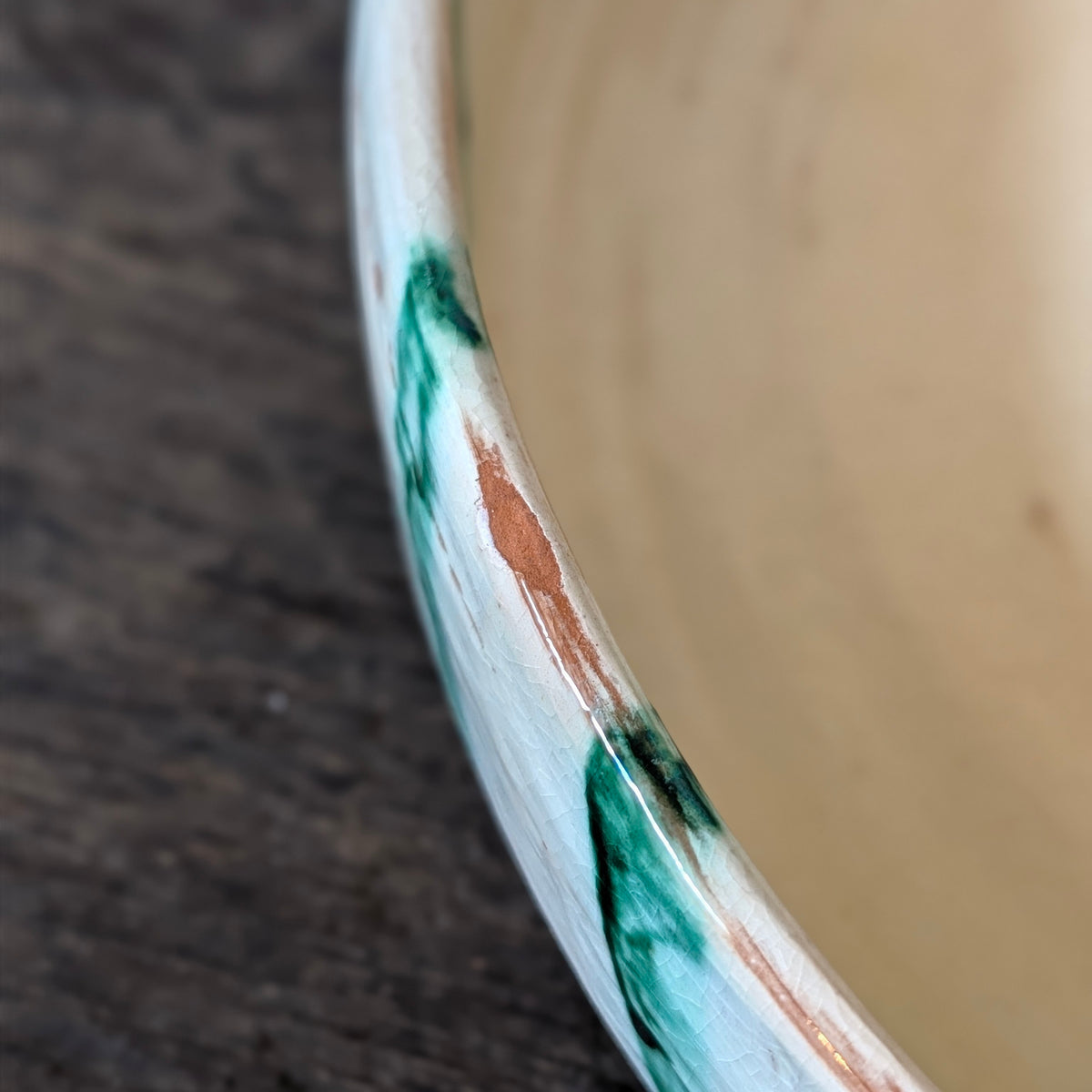 Studio Pottery Hand-Painted Bird Motif Fruit Bowl