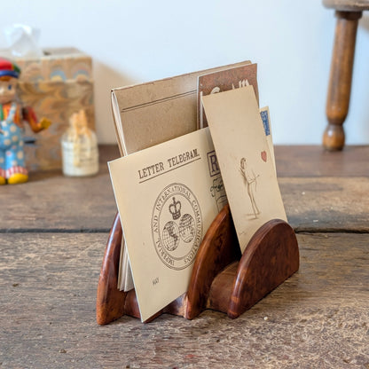 Burr Wood Art Deco Letter Holder A