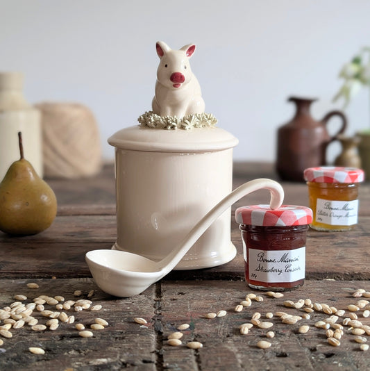 Fitz and Floyd Pig Jam Jar with Spoon