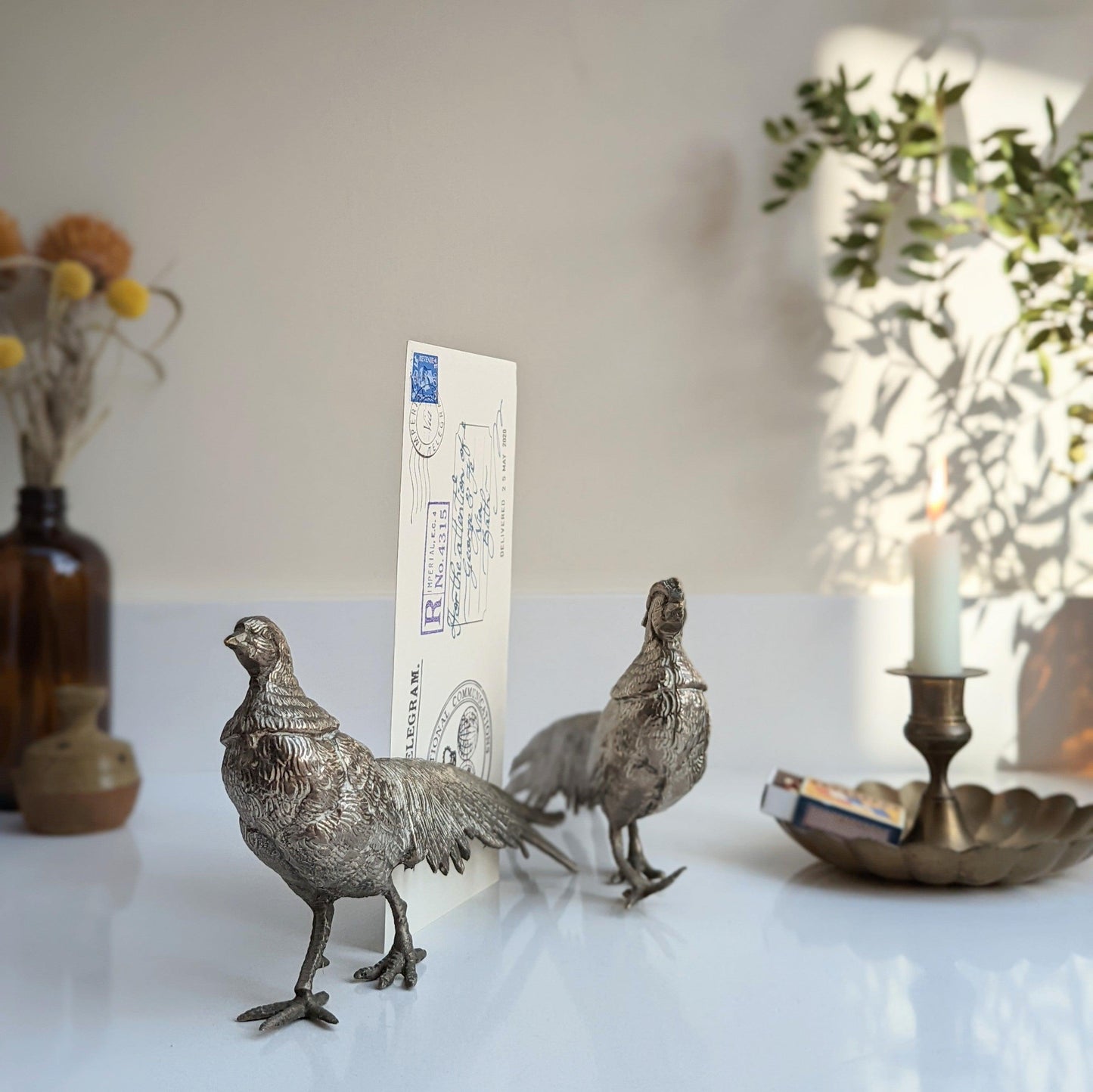 Metal Pheasant Menu Holders