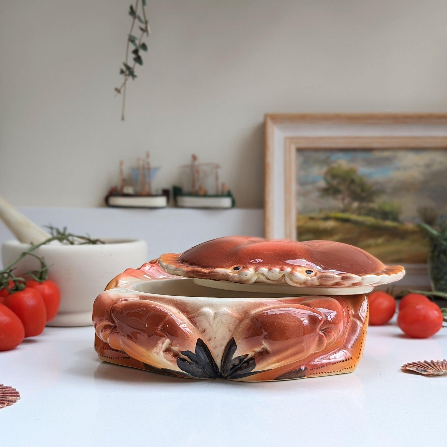 Majolica Caugant Crab Tureen