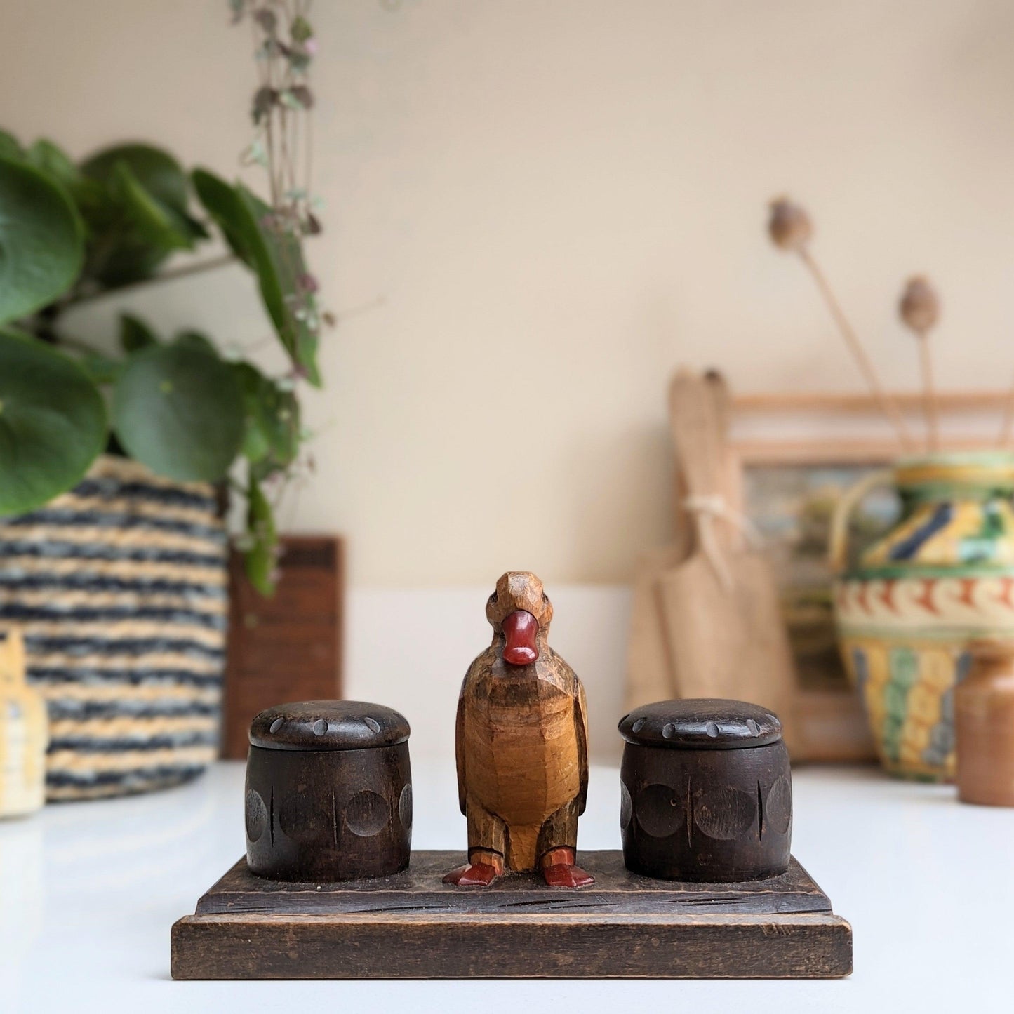 Wooden Duck Inkwell