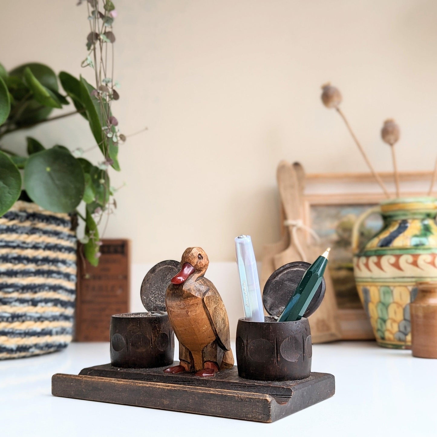 Wooden Duck Inkwell