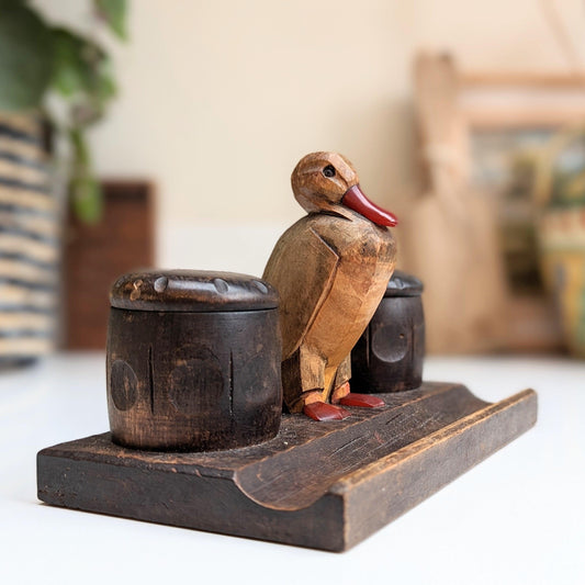 Wooden Duck Inkwell