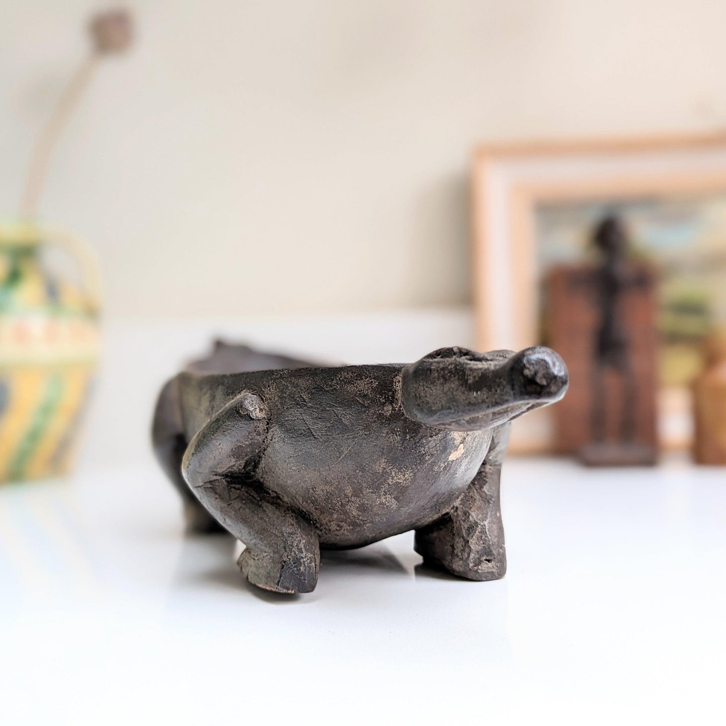 Wooden Crocodile Bowl