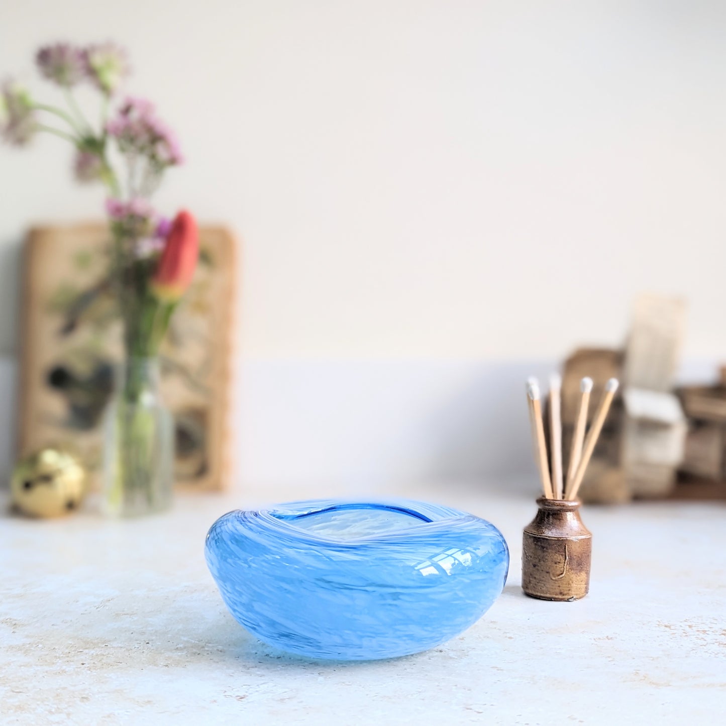 Blue Glass Ashtray